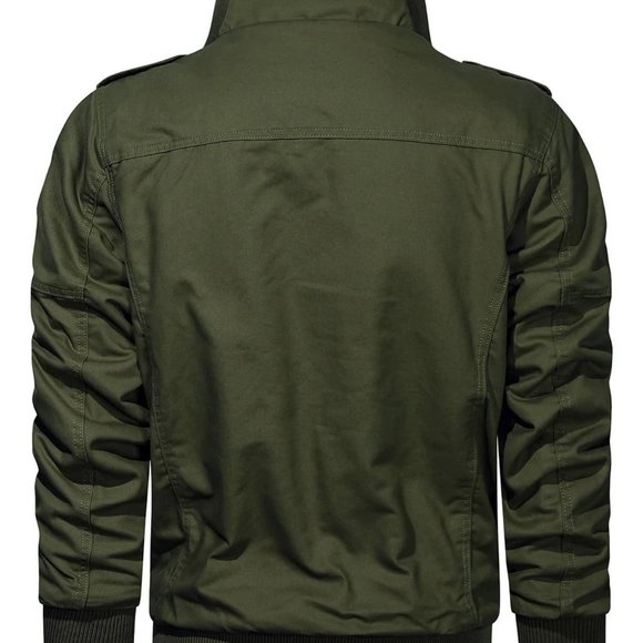 Casual Army Green Teddy Lined Men's Jacket Zipper - Picture 3 of 8
